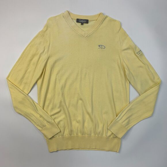 Straight Down Sweater Mens L Yellow Pima Cotton V Neck Long Sleeve Pullover - Picture 2 of 16